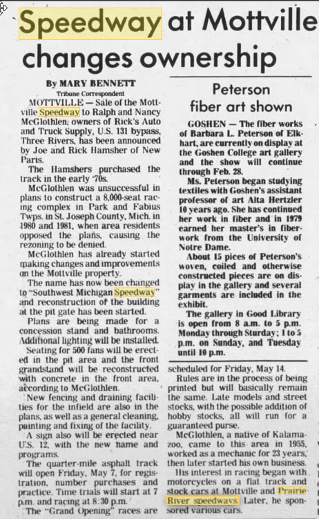 Mottville Speedway - Feb 12 1982 Article